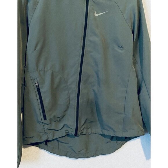 Nike Windbreaker Jacket Womens Medium Gray Swoosh Asymmetrical Full Zip Running - Picture 2 of 8
